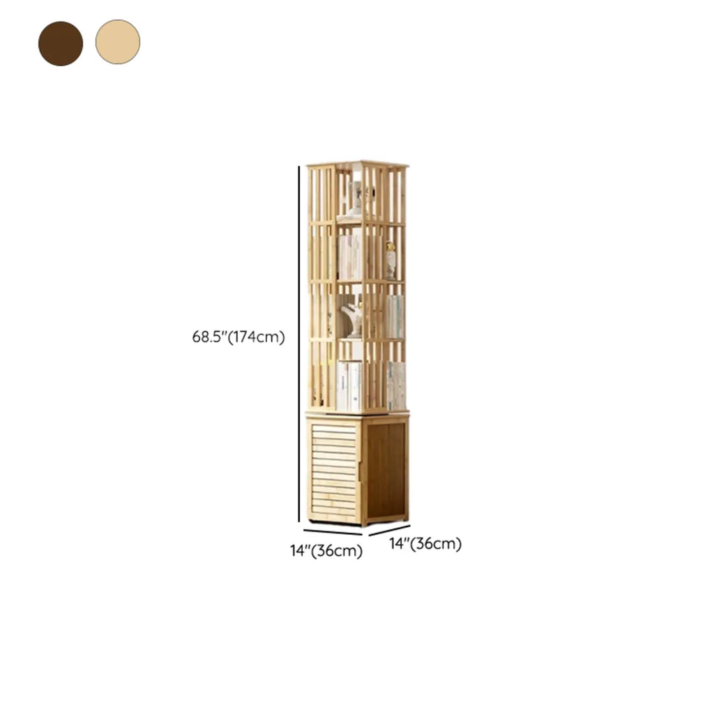 Bibliothèque d'angle étroite carrée en bois marron