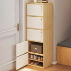Meuble à chaussures d'entrée moderne en chêne à 5 niveaux avec portes