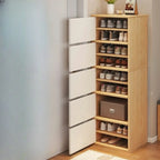 Meuble à chaussures d'entrée moderne en chêne à 5 niveaux avec portes