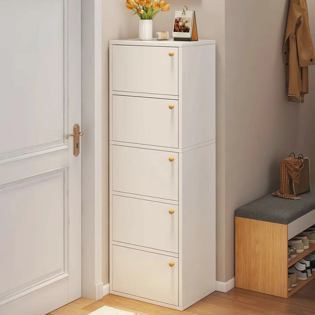 Meuble à chaussures d'entrée moderne en chêne à 5 niveaux avec portes