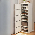 Meuble à chaussures d'entrée moderne en chêne à 5 niveaux avec portes