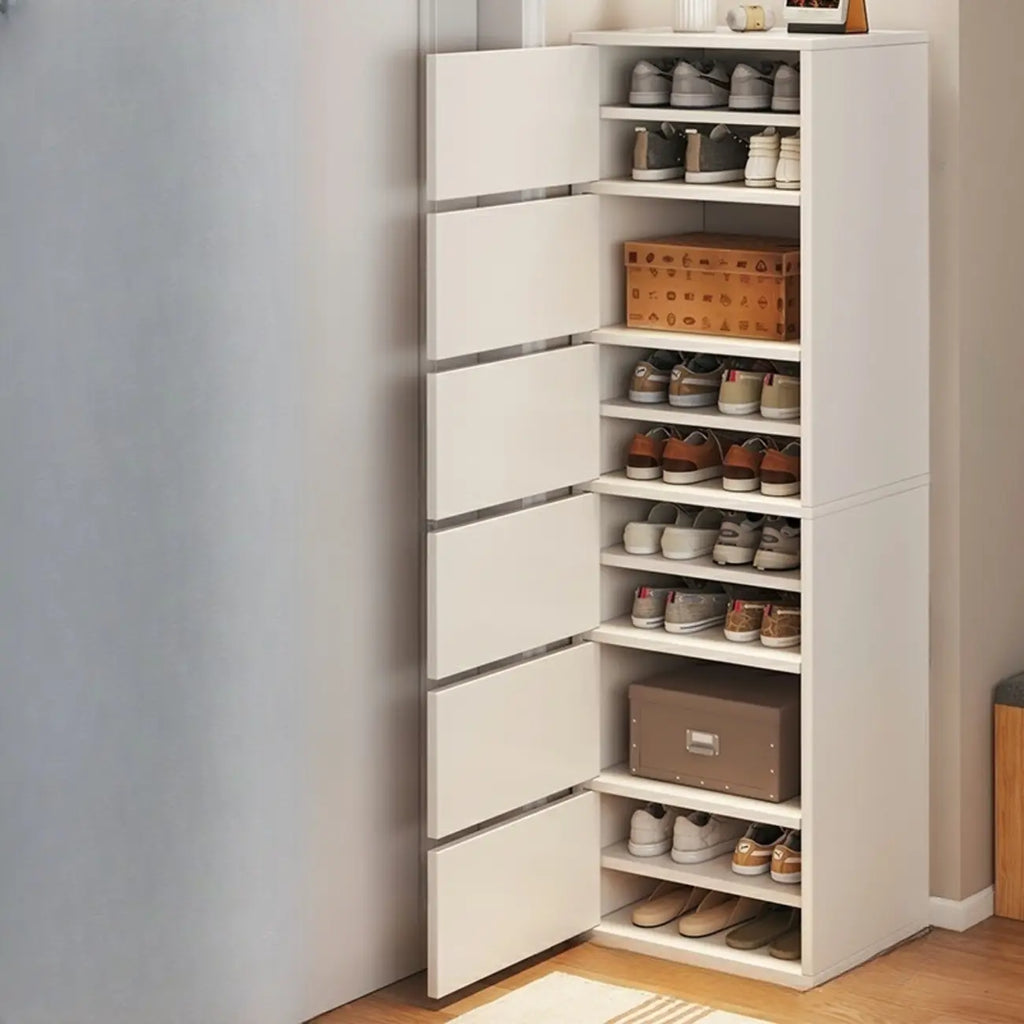 Meuble à chaussures d'entrée moderne en chêne à 5 niveaux avec portes