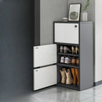 Meuble à chaussures d'entrée moderne en chêne à 5 niveaux avec portes