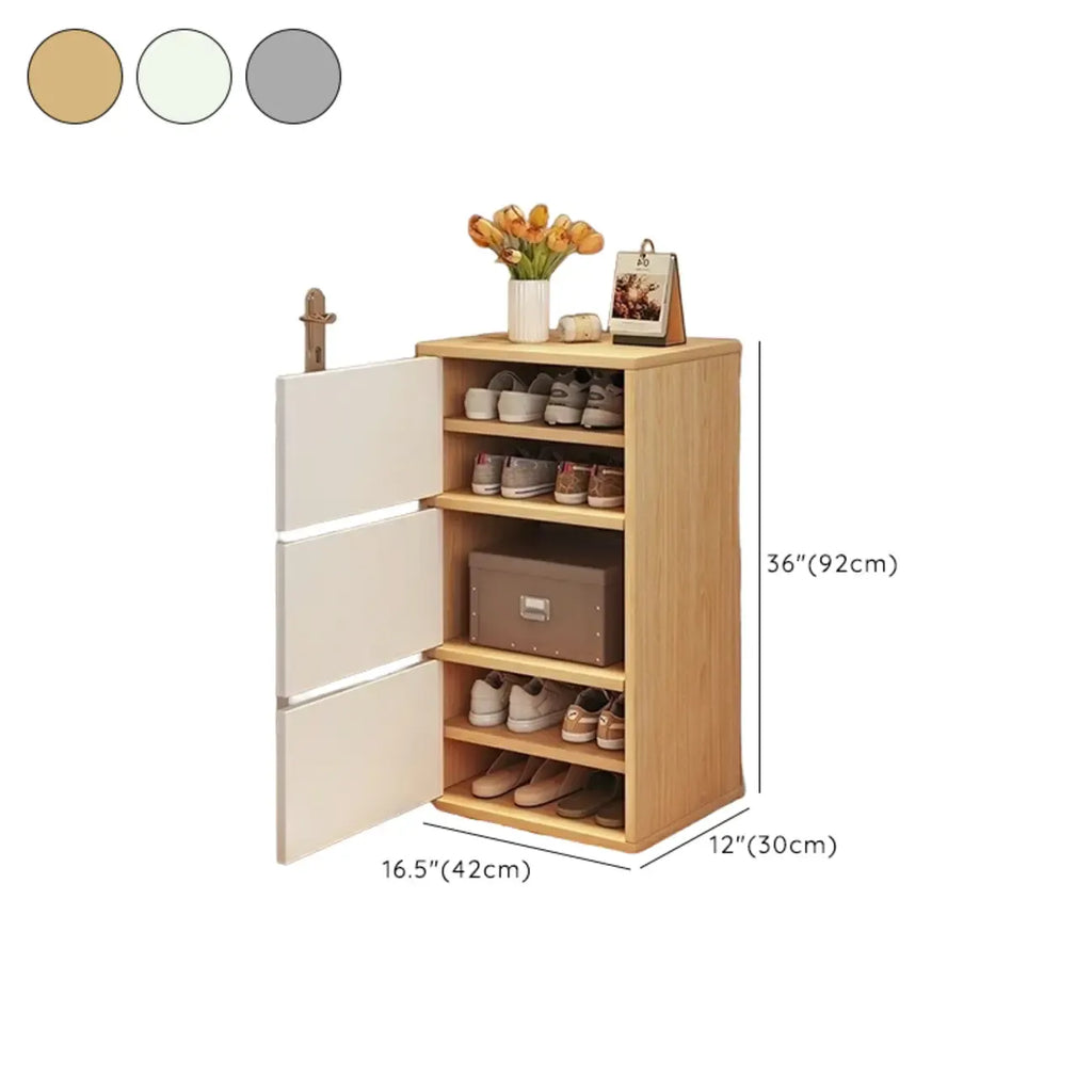 Meuble à chaussures d'entrée moderne en chêne à 5 niveaux avec portes