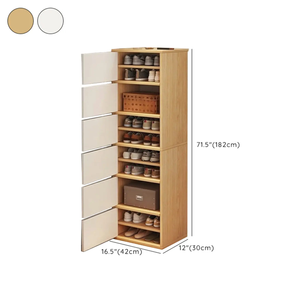 Meuble à chaussures d'entrée moderne en chêne à 5 niveaux avec portes