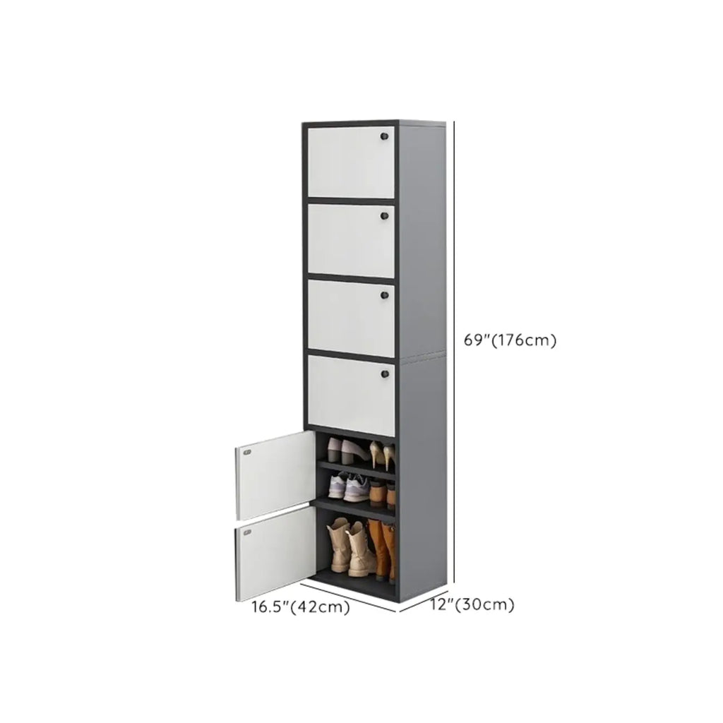 Meuble à chaussures d'entrée moderne en chêne à 5 niveaux avec portes