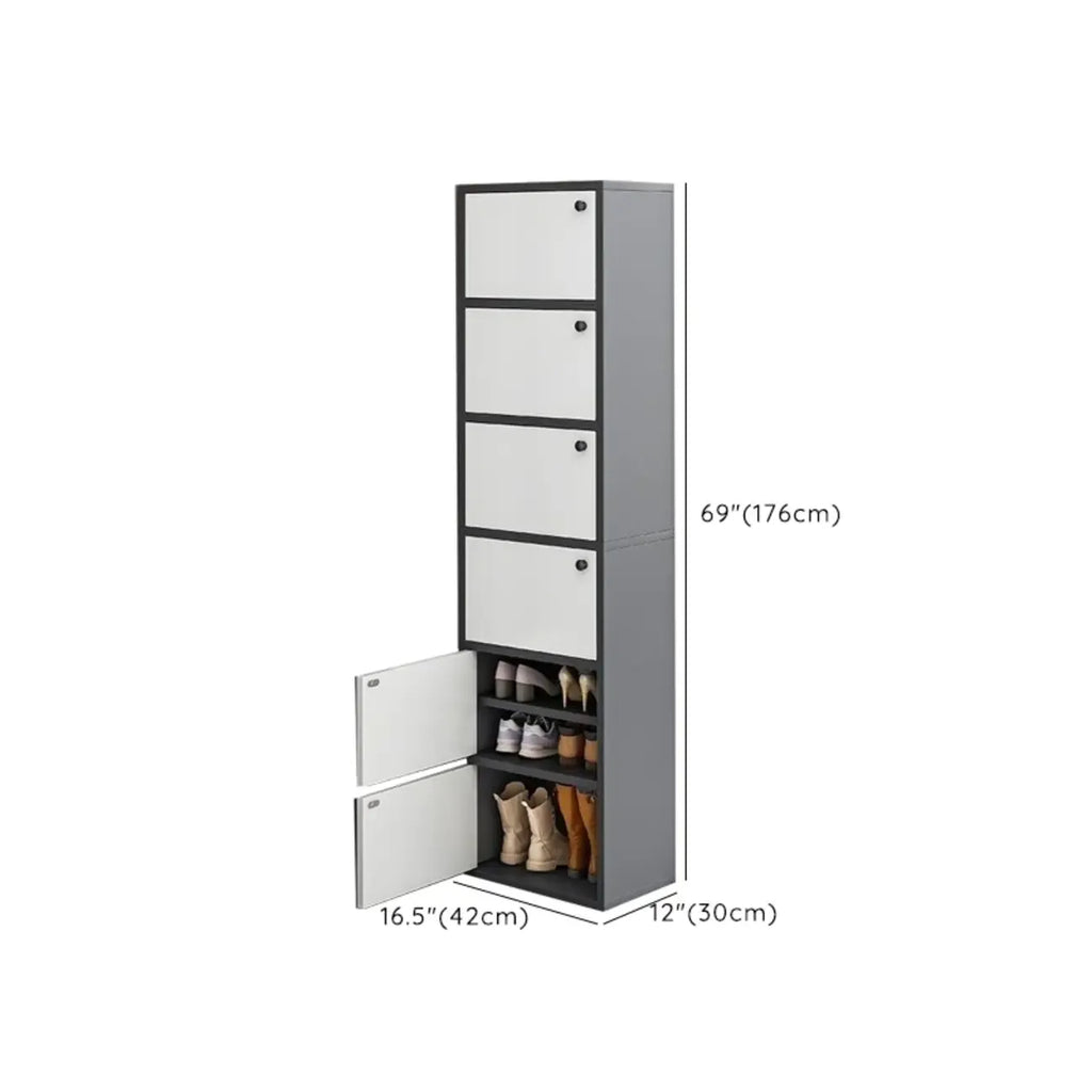 Meuble à chaussures d'entrée moderne en chêne à 5 niveaux avec portes