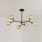 Lustre Sputnik moderne en verre noir et or