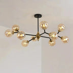 Lustre Sputnik moderne en verre noir et or