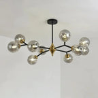Lustre Sputnik moderne en verre noir et or