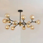 Lustre Sputnik moderne en verre noir et or