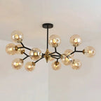 Lustre Sputnik moderne en verre noir et or