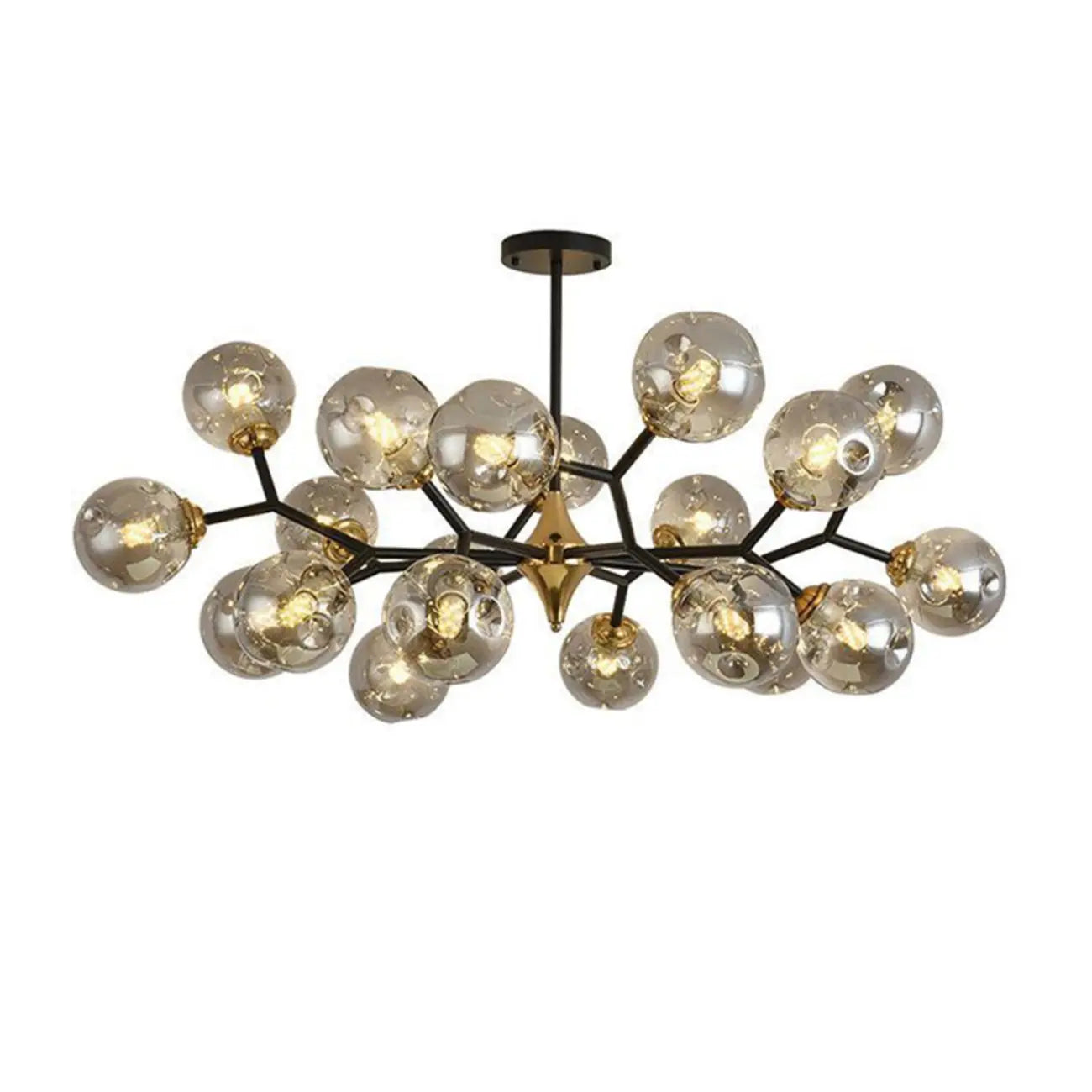 Lustre Sputnik moderne en verre noir et or
