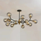 Lustre Sputnik moderne en verre noir et or