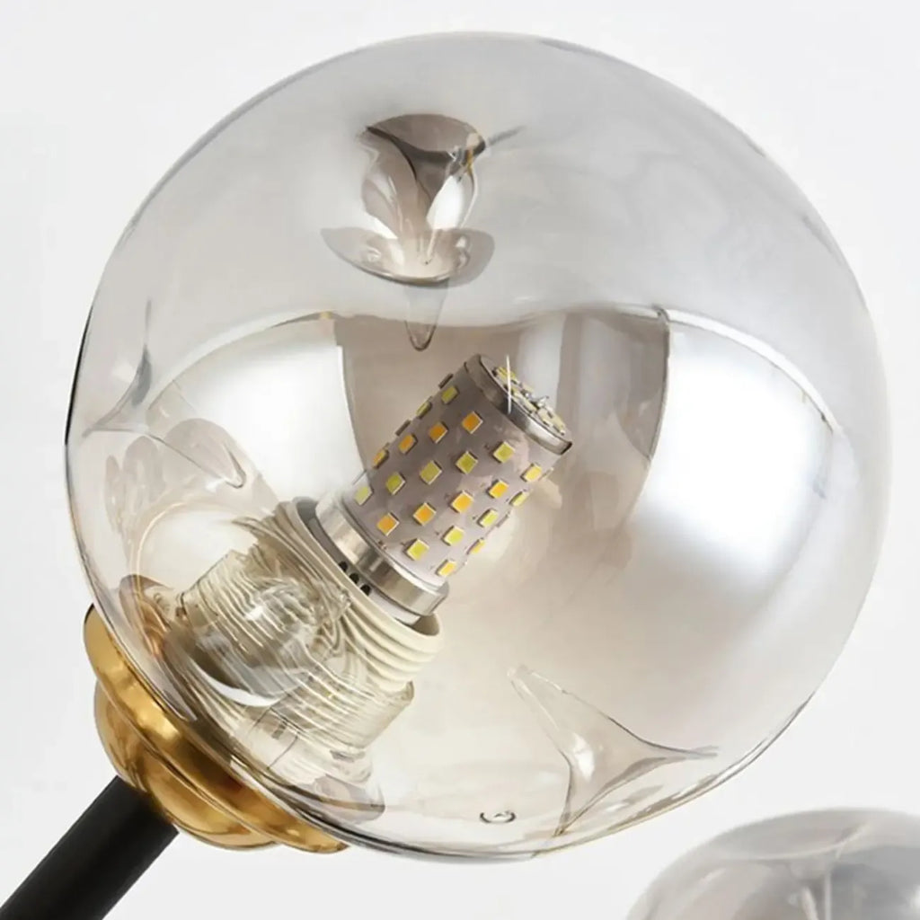 Lustre Sputnik moderne en verre noir et or