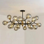 Lustre Sputnik moderne en verre noir et or