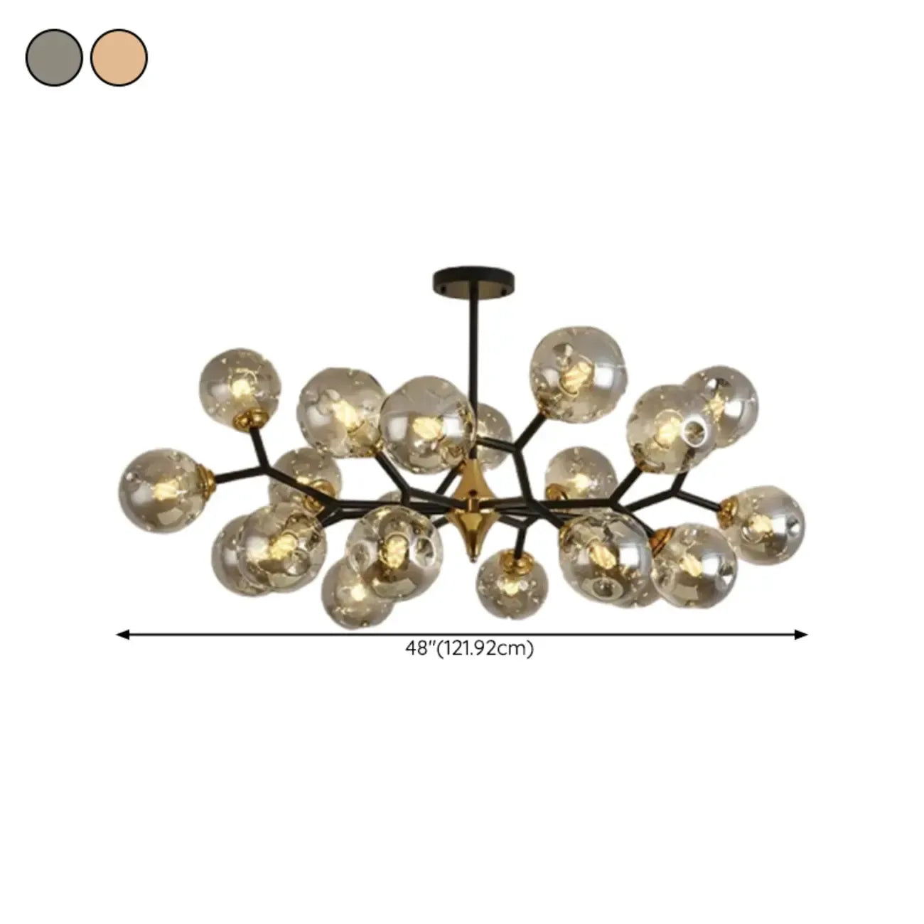 Lustre Sputnik moderne en verre noir et or