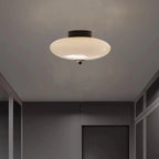 Mini plafonnier LED semi-encastré en verre blanc, à intensité variable, avec mini tambour.