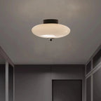 Mini plafonnier LED semi-encastré en verre blanc, à intensité variable, avec mini tambour.