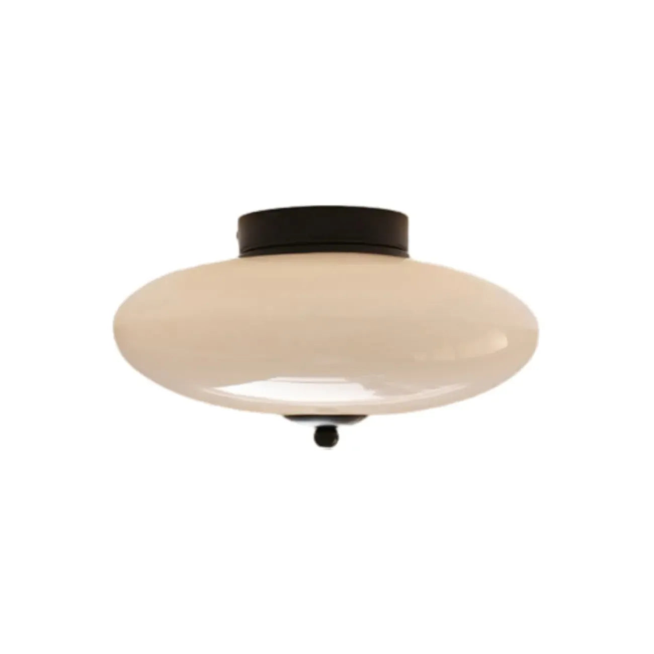 Mini plafonnier LED semi-encastré en verre blanc, à intensité variable, avec mini tambour.