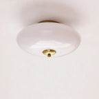 Mini plafonnier LED semi-encastré en verre blanc, à intensité variable, avec mini tambour.