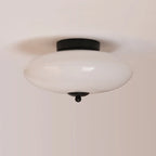 Mini plafonnier LED semi-encastré en verre blanc, à intensité variable, avec mini tambour.