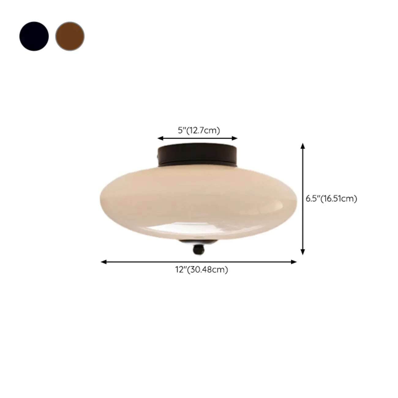 Mini plafonnier LED semi-encastré en verre blanc, à intensité variable, avec mini tambour.