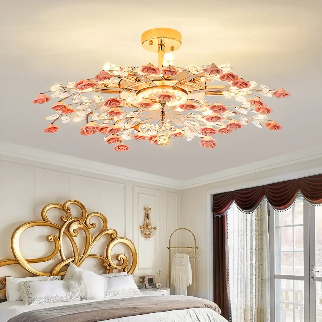 Plafonnier LED moderne à motif floral pour chambre à coucher