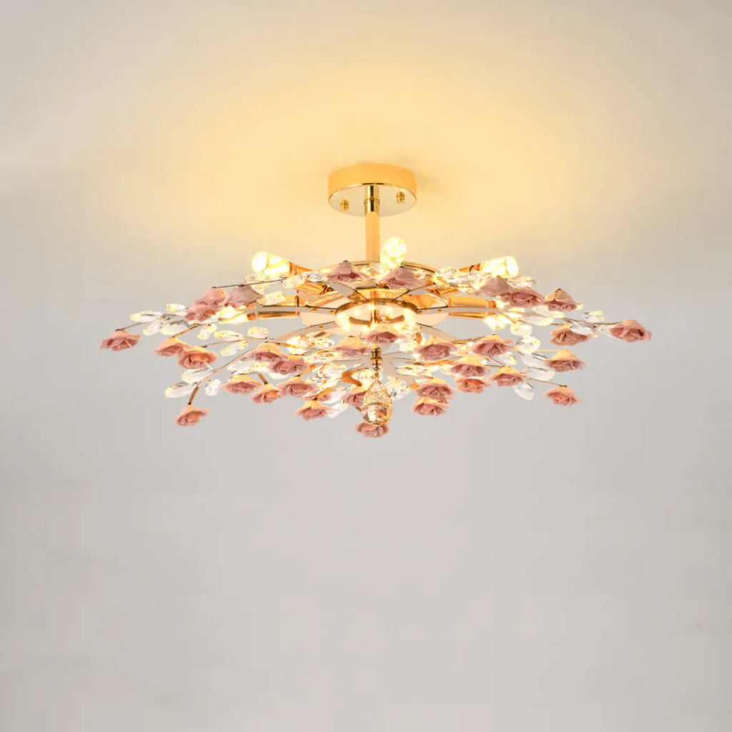 Plafonnier LED moderne à motif floral pour chambre à coucher