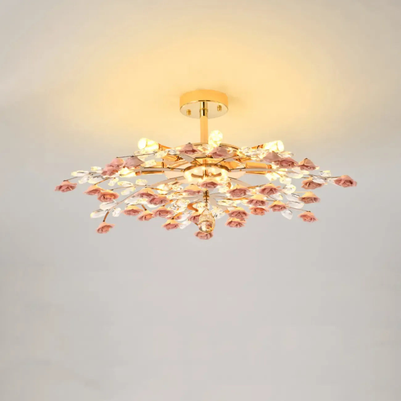 Plafonnier LED moderne à motif floral pour chambre à coucher