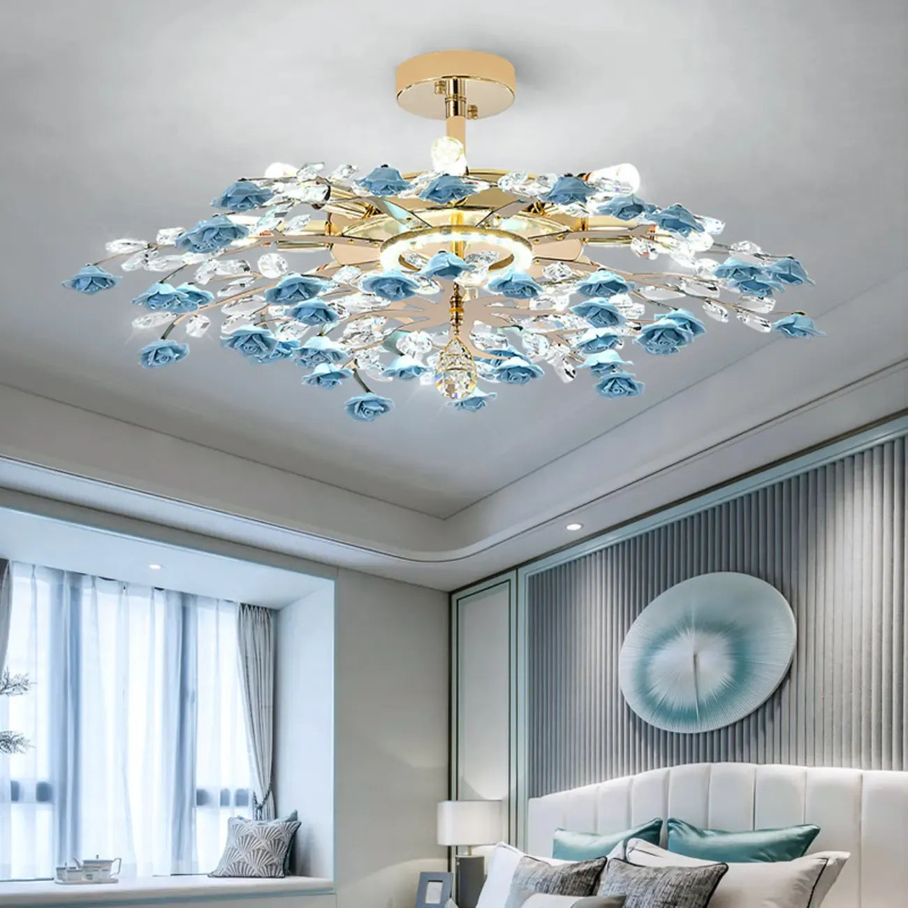 Plafonnier LED moderne à motif floral pour chambre à coucher