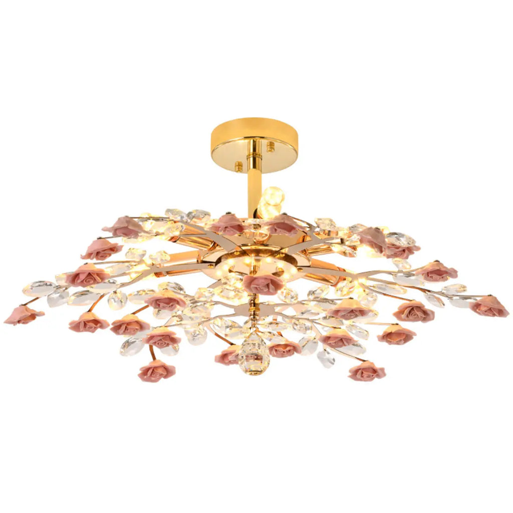 Plafonnier LED moderne à motif floral pour chambre à coucher