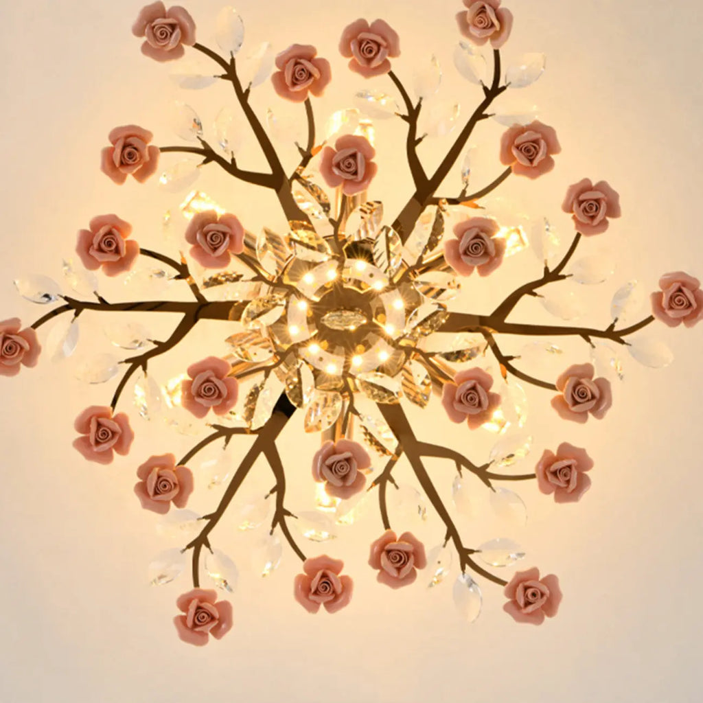 Plafonnier LED moderne à motif floral pour chambre à coucher