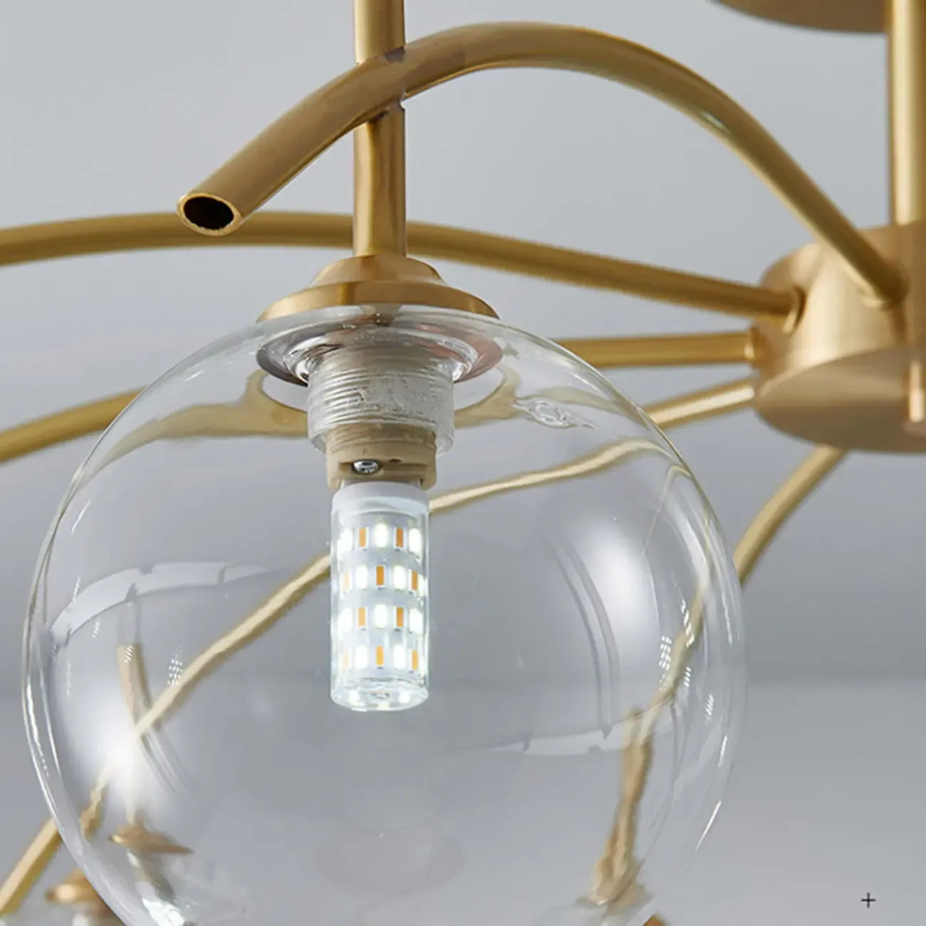 Plafonnier semi-encastré classique en verre doré à grand globe