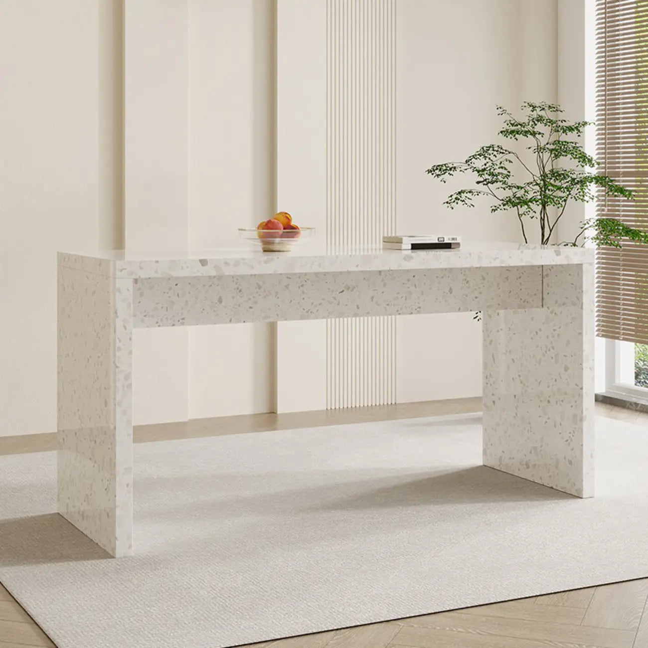 Tables de bar minimalistes en marbre terrazzo blanc pour la cuisine