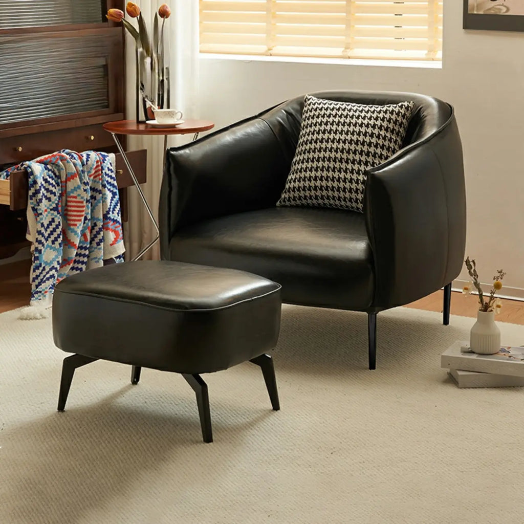 Fauteuil lounge moderne en cuir noir pour salon