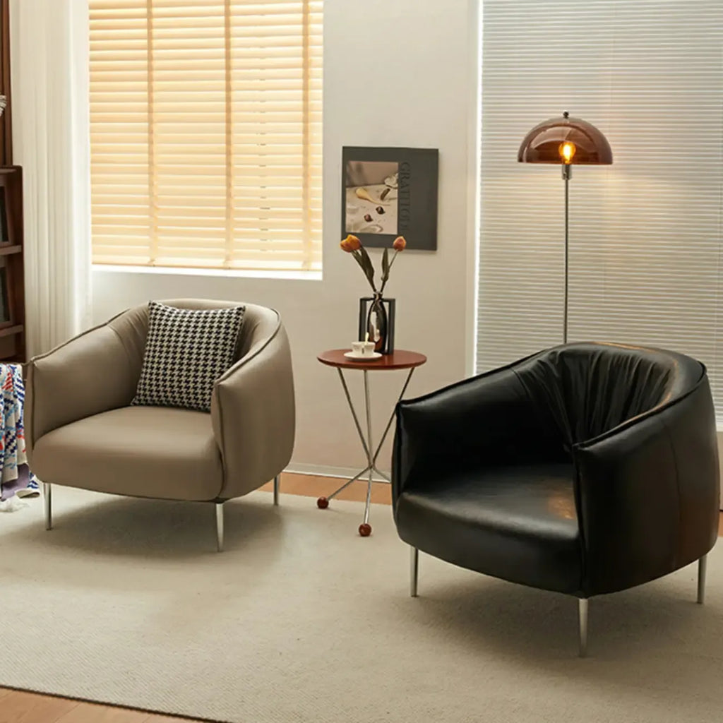 Fauteuil lounge moderne en cuir noir pour salon