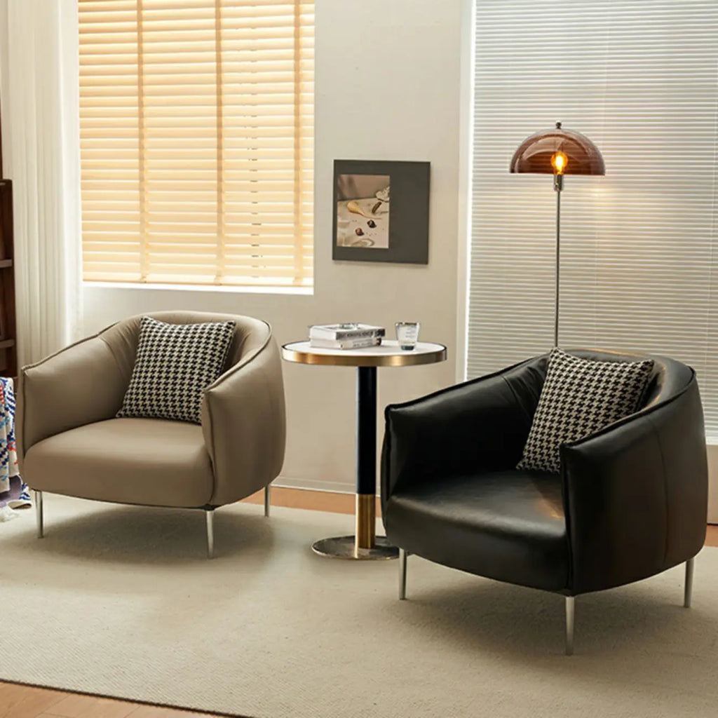 Fauteuil lounge moderne en cuir noir pour salon