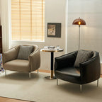 Fauteuil lounge moderne en cuir noir pour salon