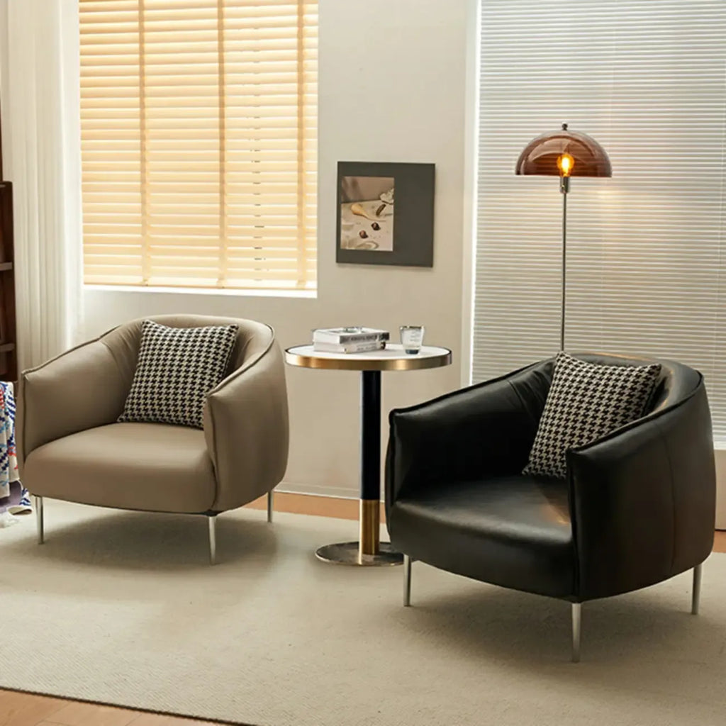 Fauteuil lounge moderne en cuir noir pour salon