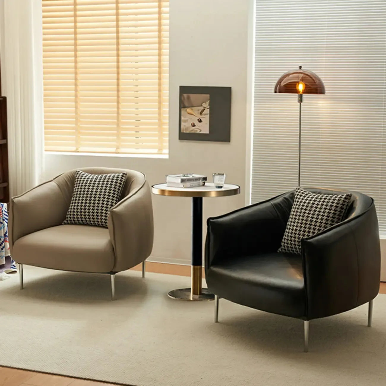 Fauteuil lounge moderne en cuir noir pour salon