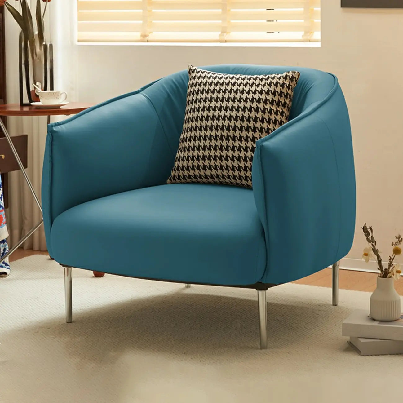 Fauteuil lounge moderne en cuir noir pour salon