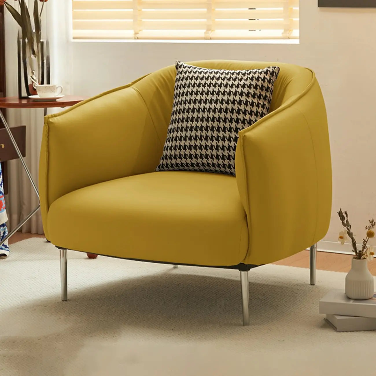 Fauteuil lounge moderne en cuir noir pour salon