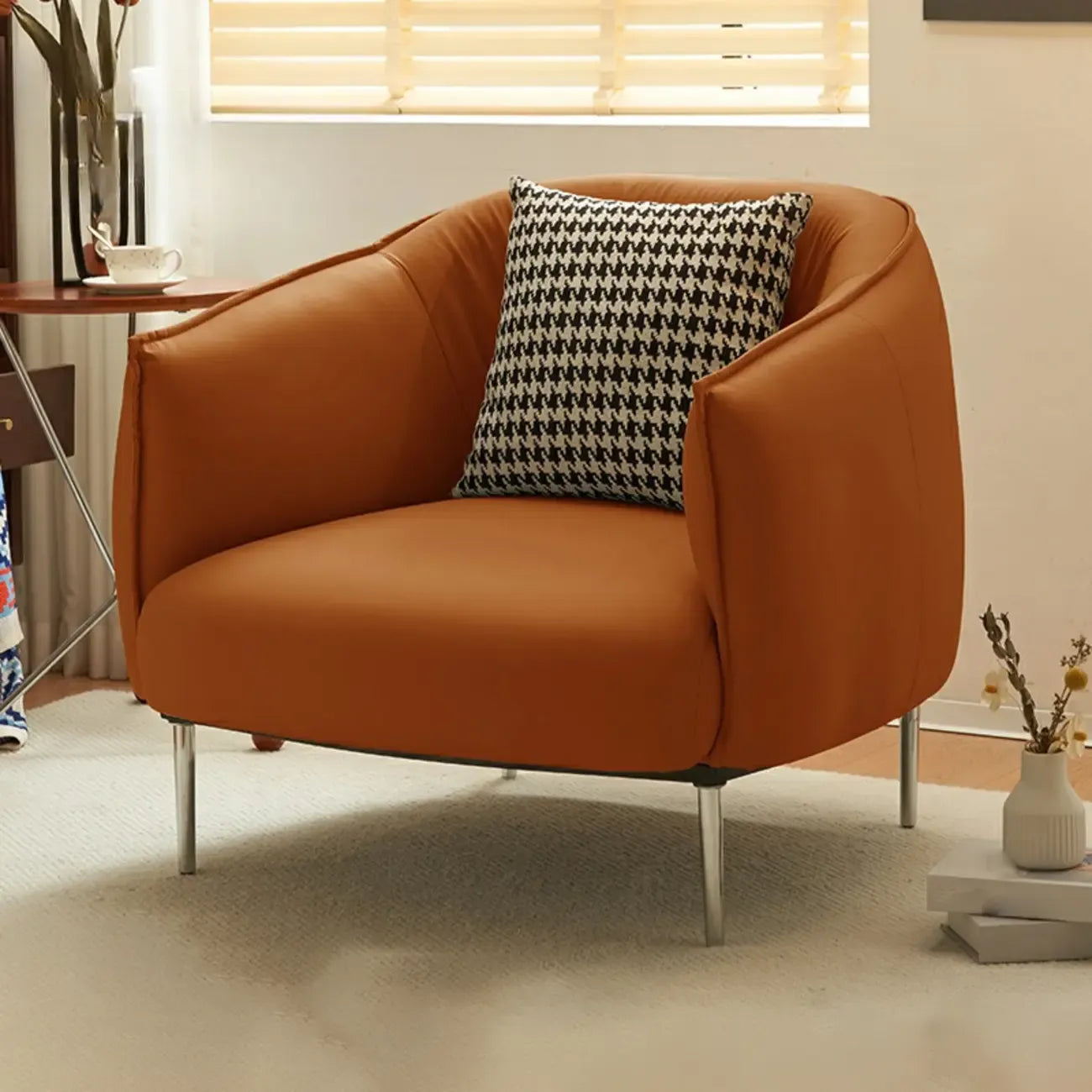 Fauteuil lounge moderne en cuir noir pour salon