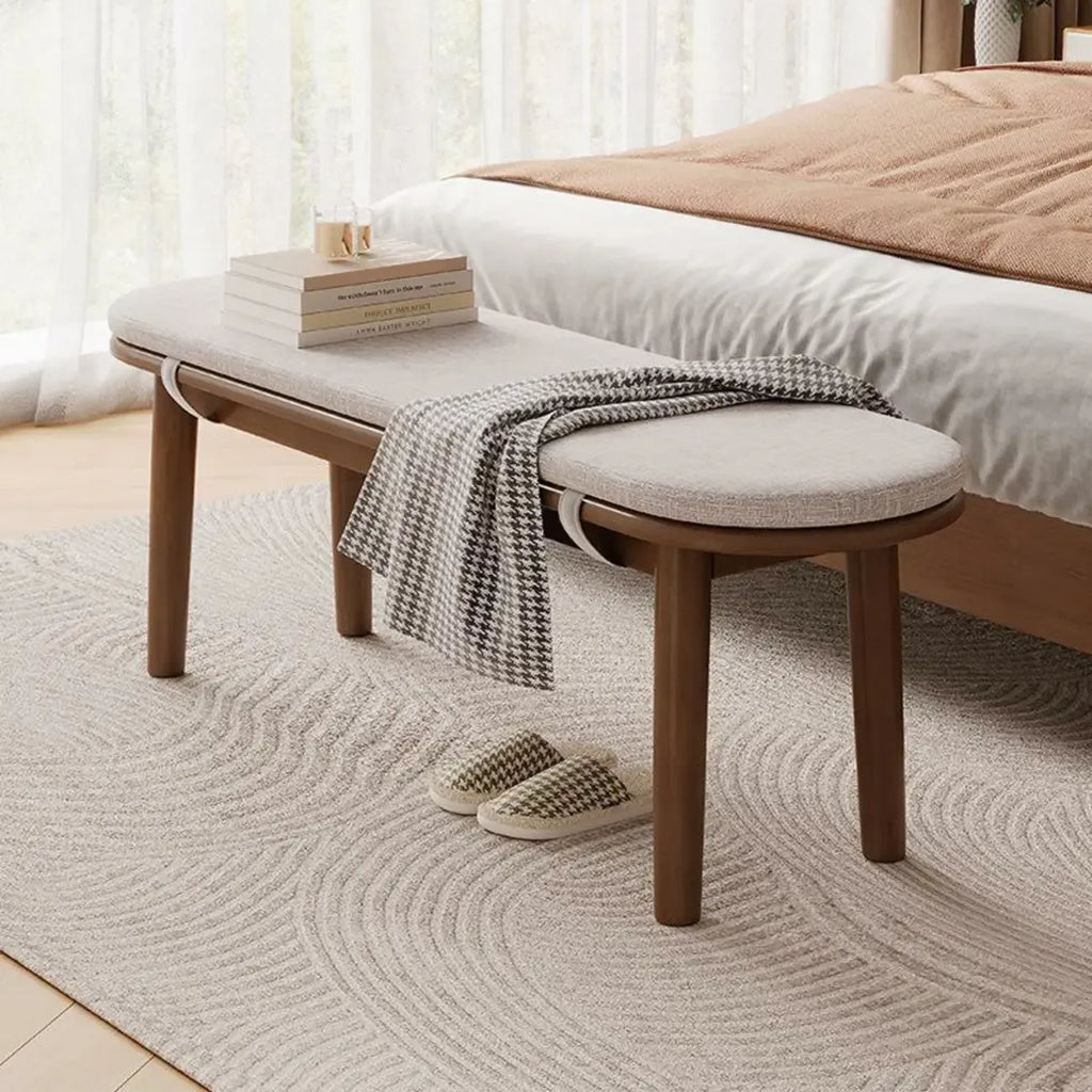 Banc Art Déco en bois massif naturel avec pieds droits