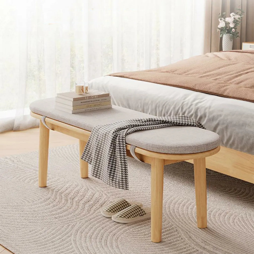 Banc Art Déco en bois massif naturel avec pieds droits
