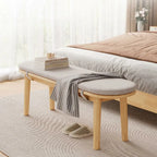 Banc Art Déco en bois massif naturel avec pieds droits