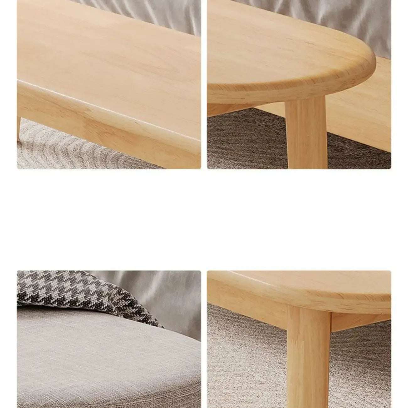 Banc Art Déco en bois massif naturel avec pieds droits