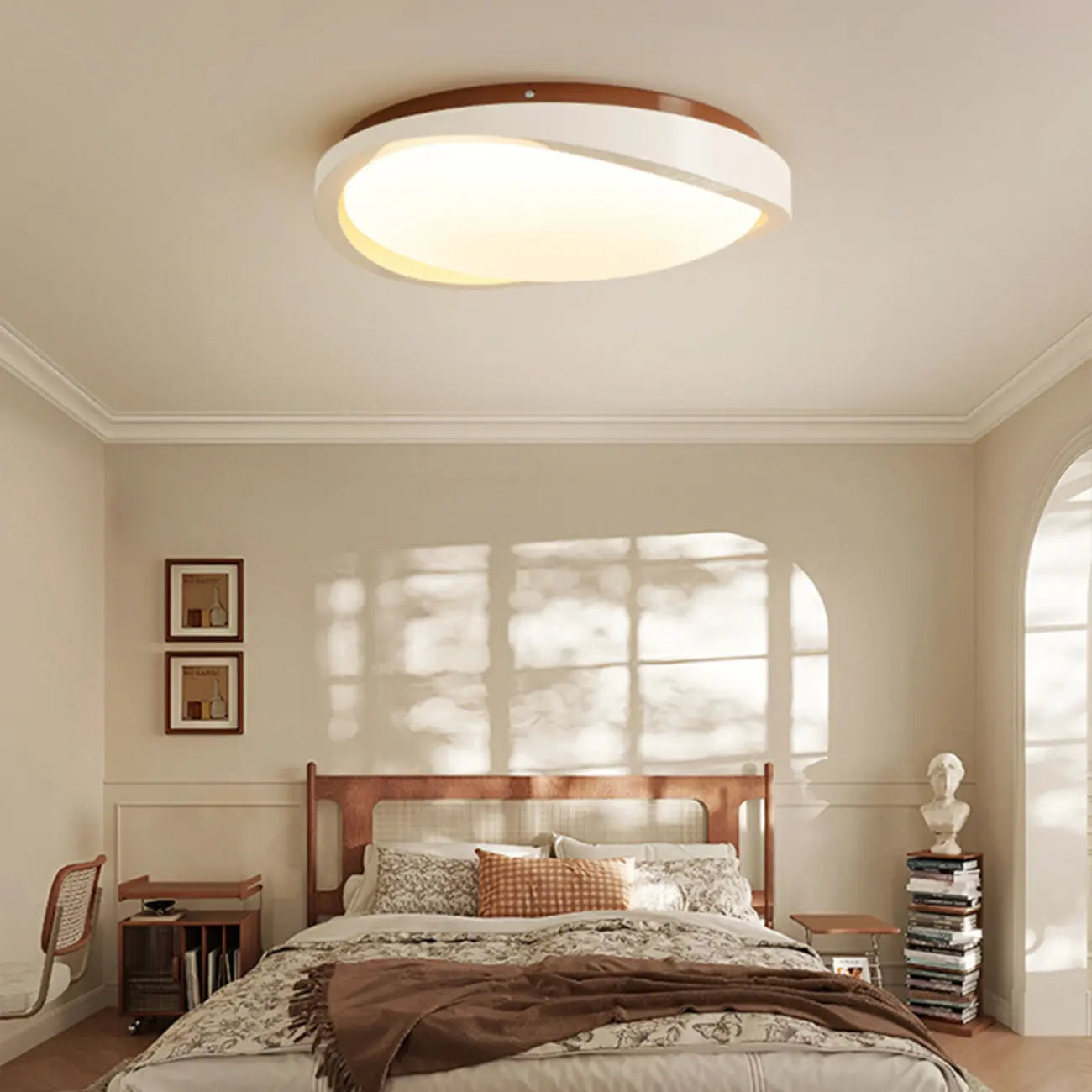 Plafonnier LED rond blanc moderne à intensité variable, encastré