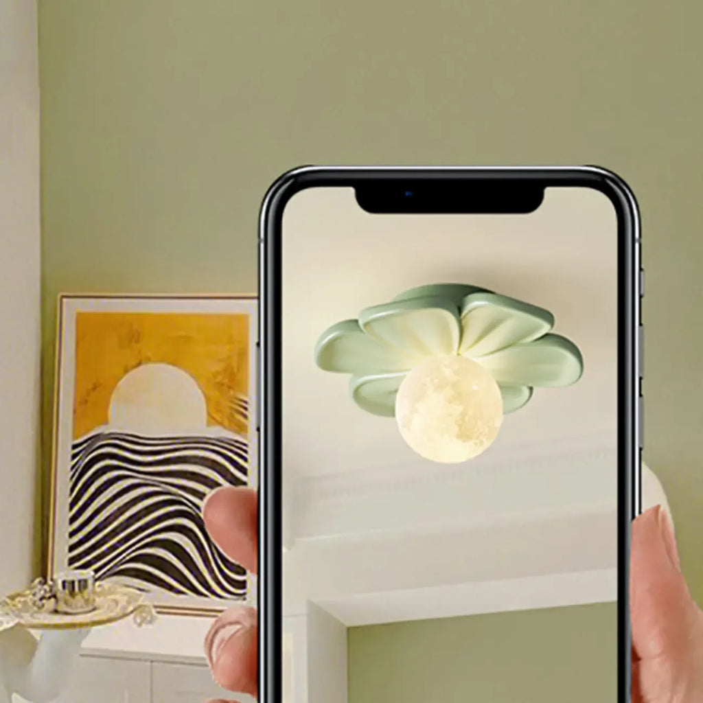 Plafonnier semi-encastré moderne en résine avec globe pour salon